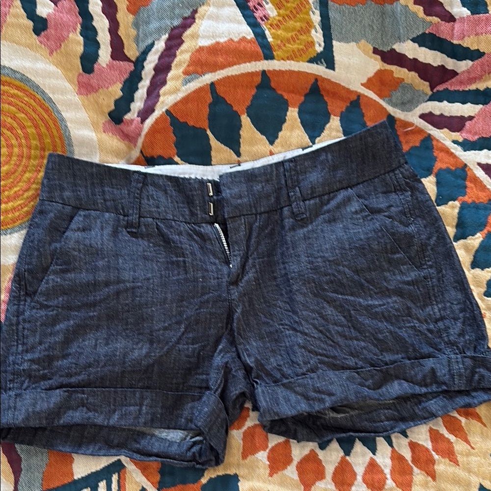 Dear John Blue Cotton Shorts with Relaxed Fit and Mid-Thigh Length